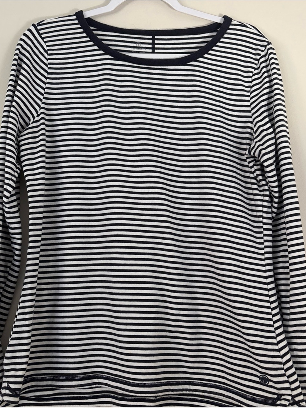 Talbots Black and White Striped Long-Sleeve Tee